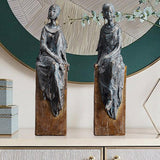 Maxbell African Statues Figurine Women Figure for Living Room Decor 16cmx14cmx41.5cm