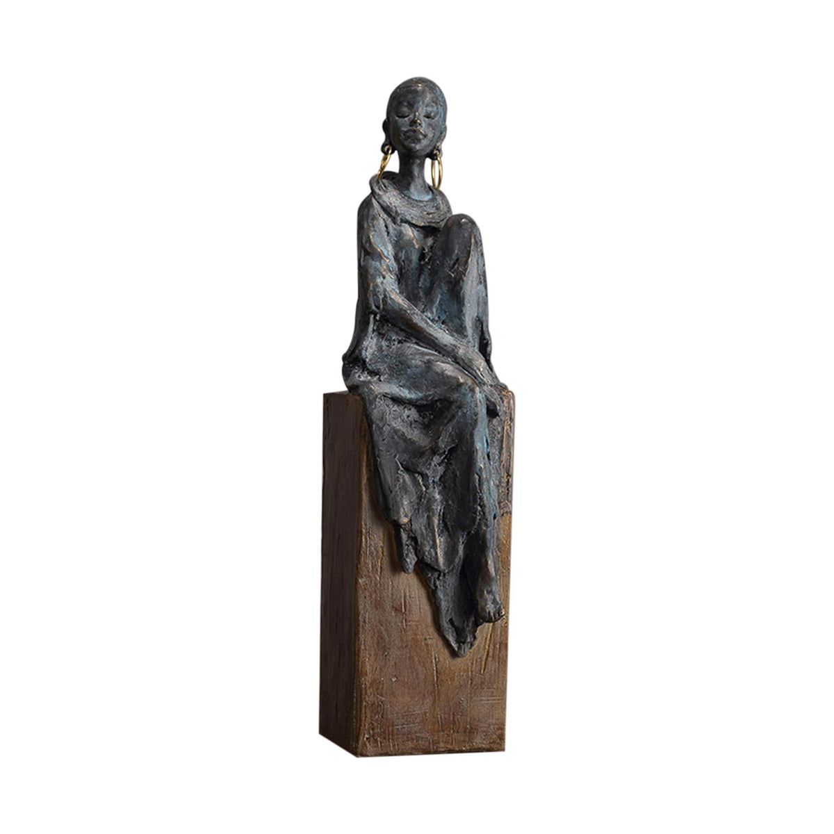Maxbell African Statues Figurine Women Figure for Living Room Decor 16.5cmx14cmx42cm