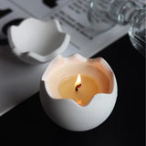 Maxbell Gypsum Cracked Eggshell Design Candle Jar Container with Candle Multi Use