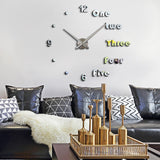 Maxbell Modern DIY Clocks Wall Stickers Frameless 3D Wall Clock for Bedroom Kitchen Silver