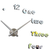 Maxbell Modern DIY Clocks Wall Stickers Frameless 3D Wall Clock for Bedroom Kitchen Silver