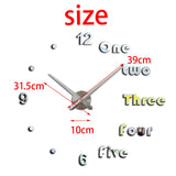 Maxbell Modern DIY Clocks Wall Stickers Frameless 3D Wall Clock for Bedroom Kitchen Silver