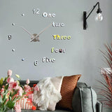 Maxbell Modern DIY Clocks Wall Stickers Frameless 3D Wall Clock for Bedroom Kitchen Silver