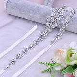 Maxbell Bride Waist Belt Rhinestone Beaded for Festive Celebrations Wedding Women Snowy White