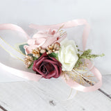Maxbell Rose Corsage Bracelet Wrist Corsage Rose Boutonniere for Bride, Prom White