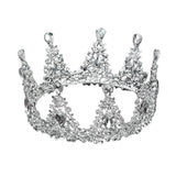 Maxbell Round Baroque crown tiara Crown Headband for Prom Christmas Silver