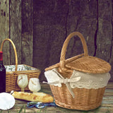 Maxbell Hand Woven Wicker Picnic Basket with Washable Lining for Outdoor Camping