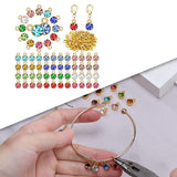 Maxbell 180Pcs Crystal Birthstone Charms Beads Pendants for Jewelry Making Golden