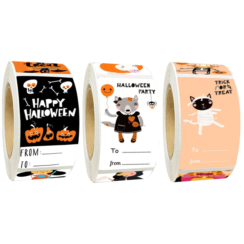 Maxbell 3 Rolls Halloween Sticker Roll for Cookie Cupcake Baking Card Envelope Seals