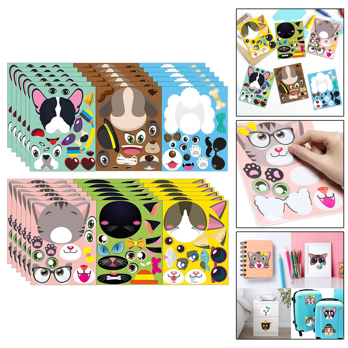 Maxbell Dogs and Cats Make The Face Stickers Labels Craft Kids Paper Sticker