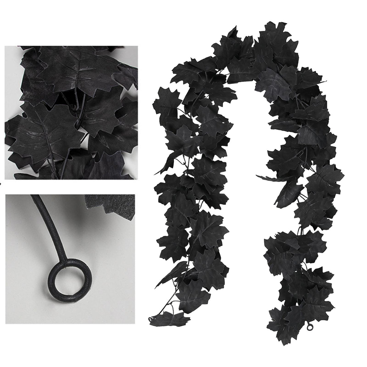 Maxbell Artificial Maple Leaves Garland Vine for Christmas Halloween Decor Black