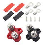Maxbell Batteries Power Distribution Terminal Block Set 5/16" Dual Studs Black + Red