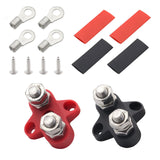 Maxbell Batteries Power Distribution Terminal Block Set 5/16" Dual Studs Black + Red