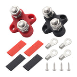 Maxbell Batteries Power Distribution Terminal Block Set 5/16" Dual Studs Black + Red