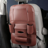 Maxbell Car Seat Back Organizer Backseat Protector Tissue Box PU Leather  Brown