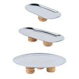 Maxbell Storage Tray Stainless Steel Holder Stand for Decoration Ornament Silver Combination