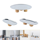 Maxbell Storage Tray Stainless Steel Holder Stand for Decoration Ornament Silver Combination