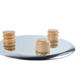 Maxbell Storage Tray Stainless Steel Holder Stand for Decoration Ornament Silver Combination