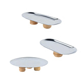 Maxbell Storage Tray Stainless Steel Holder Stand for Decoration Ornament Silver Combination