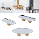 Maxbell Storage Tray Stainless Steel Holder Stand for Decoration Ornament Silver Combination