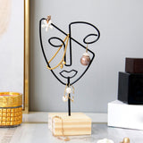 Maxbell Jewelry Display Rack Face Outline Sculpture Nordic for Shop Ornament Desktop White