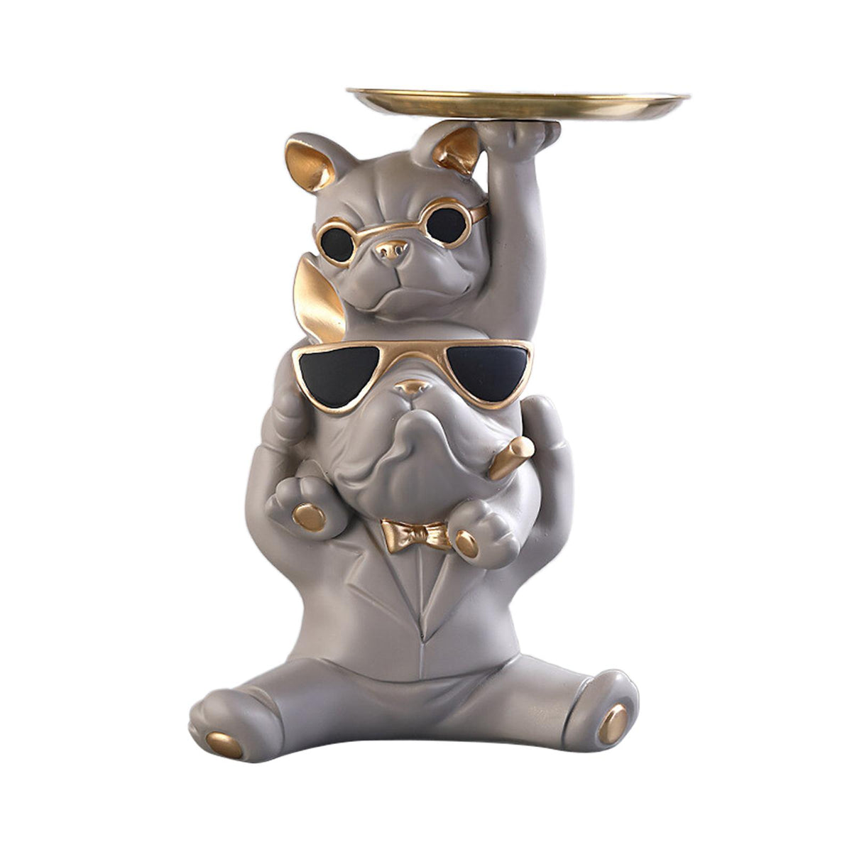 Maxbell Abstract Animal Figurines Puppy Statues Storage Tray Desktop Decorative Gray
