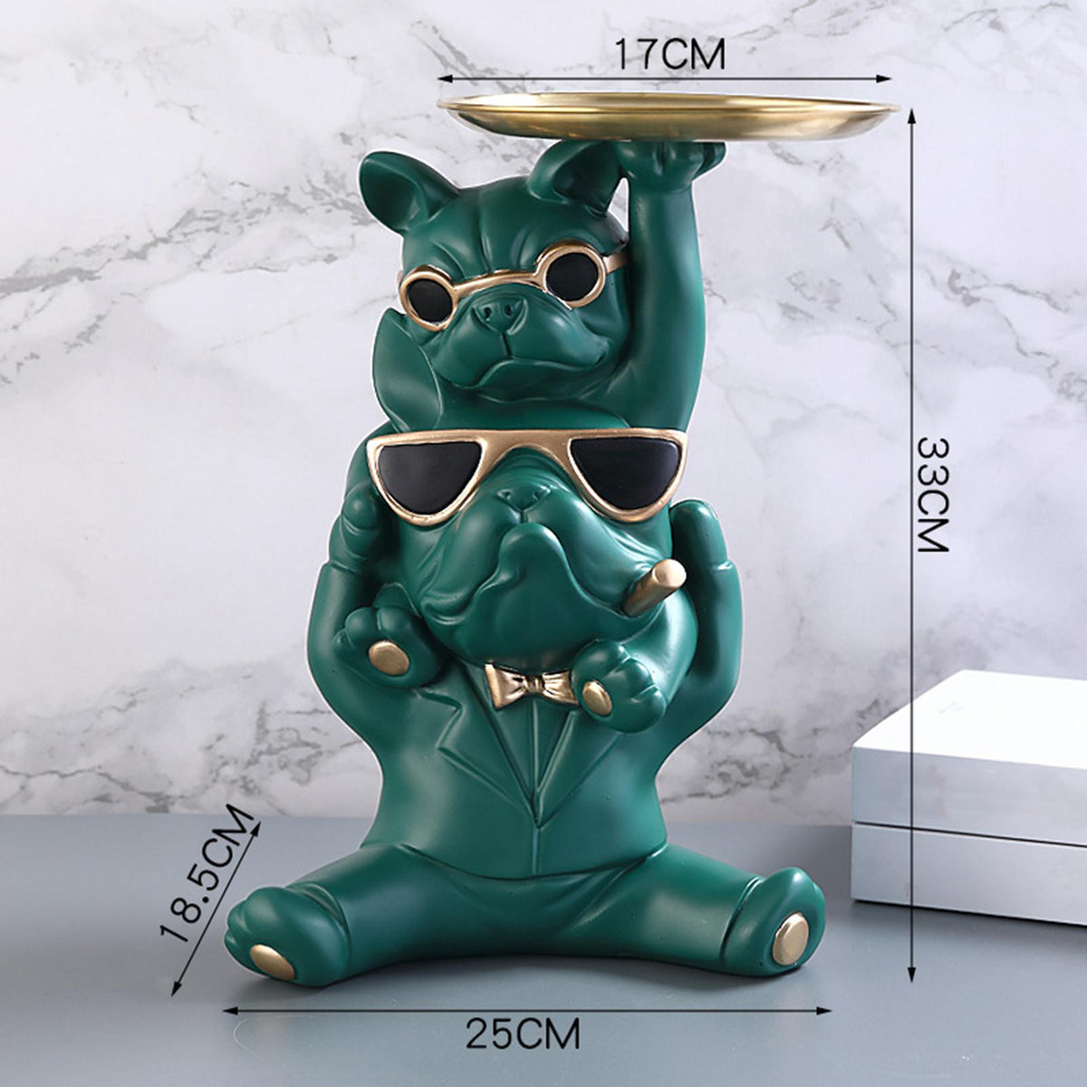 Maxbell Abstract Animal Figurines Puppy Statues Storage Tray Desktop Decorative Green
