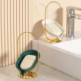 Maxbell Soap Box Fashionable Container Sponge Rack for Supplies Countertop Bathrooms Green and Gold