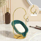 Maxbell Soap Box Fashionable Container Sponge Rack for Supplies Countertop Bathrooms Green and Gold