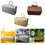 Maxbell Golf Ball Pouch Portable Carrying Bag Balls Holder Woven Pattern Golden