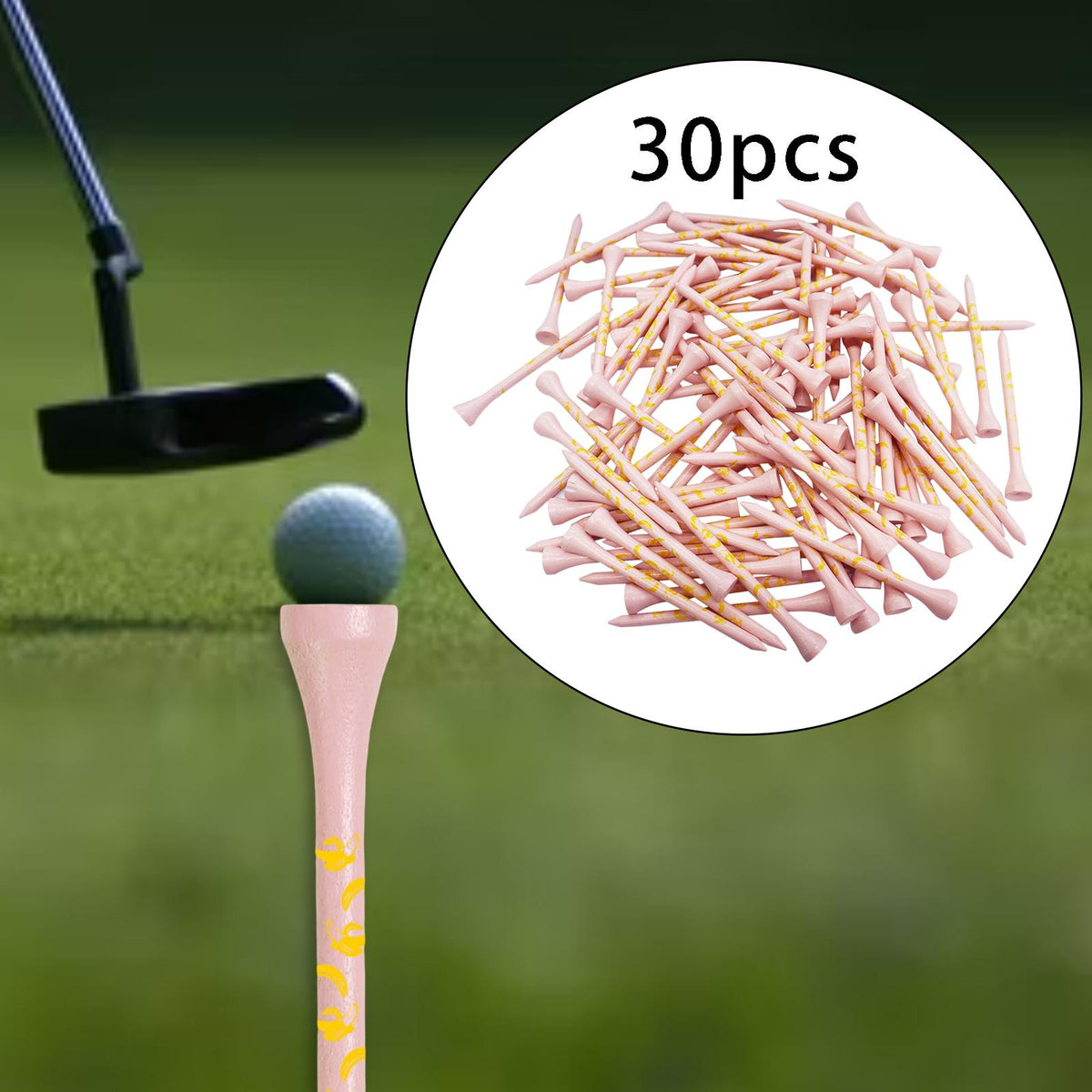 Maxbell 30x Bamboo Golf Ball Holder Golf Ball Tees for Golf Accessories 8.3cm