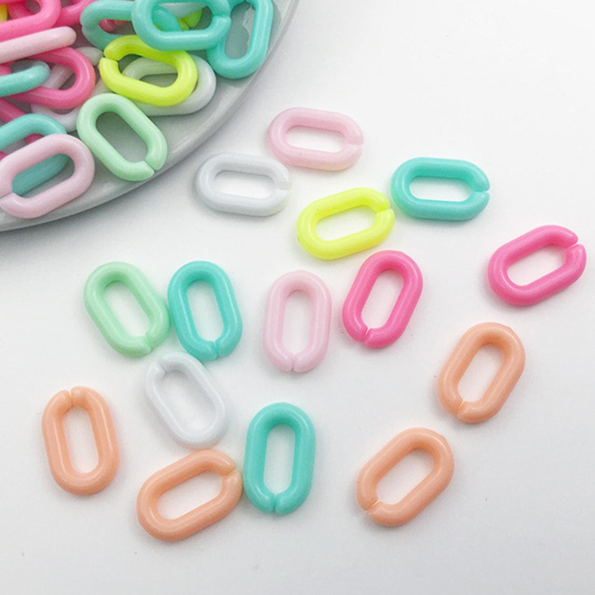 Maxbell 300Pcs Acrylic Chain Link Rings Quick Twist for Curtain Phone Decor style A