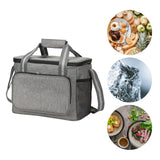Maxbell Lunch Waterproof Bag Tote Oxford Cloth Picnic Tote for Office Picnics Gray