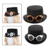 Maxbell Goth Steampunk Top Hat with Goggles Cosplay Costume Hat  Golden