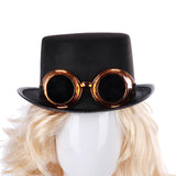 Maxbell Goth Steampunk Top Hat with Goggles Cosplay Costume Hat  Golden