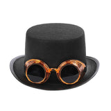 Maxbell Goth Steampunk Top Hat with Goggles Cosplay Costume Hat  Golden