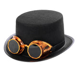 Maxbell Goth Steampunk Top Hat with Goggles Cosplay Costume Hat  Golden