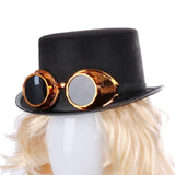 Maxbell Goth Steampunk Top Hat with Goggles Cosplay Costume Hat  Golden