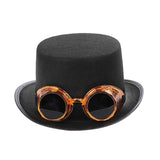 Maxbell Goth Steampunk Top Hat with Goggles Cosplay Costume Hat  Golden