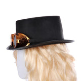 Maxbell Goth Steampunk Top Hat with Goggles Cosplay Costume Hat  Golden