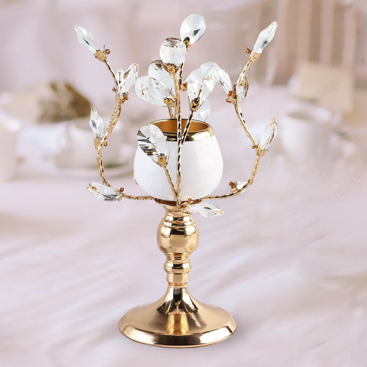 Maxbell Gold Crystal Candle Holder Wedding Living Room Banquet Candlestick Event L