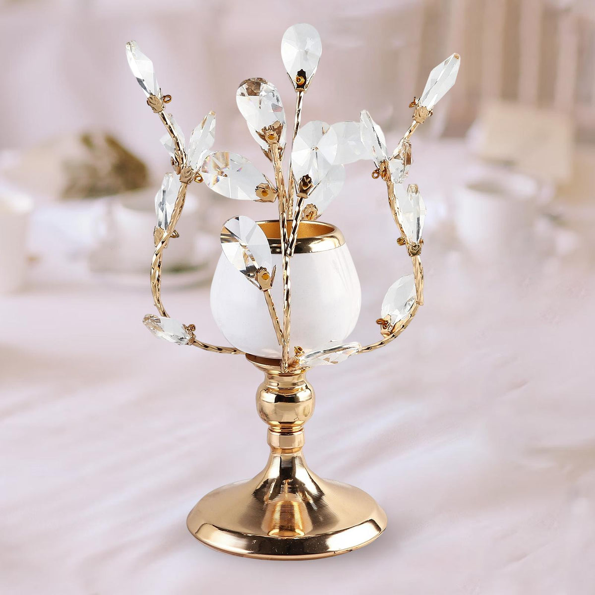 Maxbell Gold Crystal Candle Holder Wedding Living Room Banquet Candlestick Event M