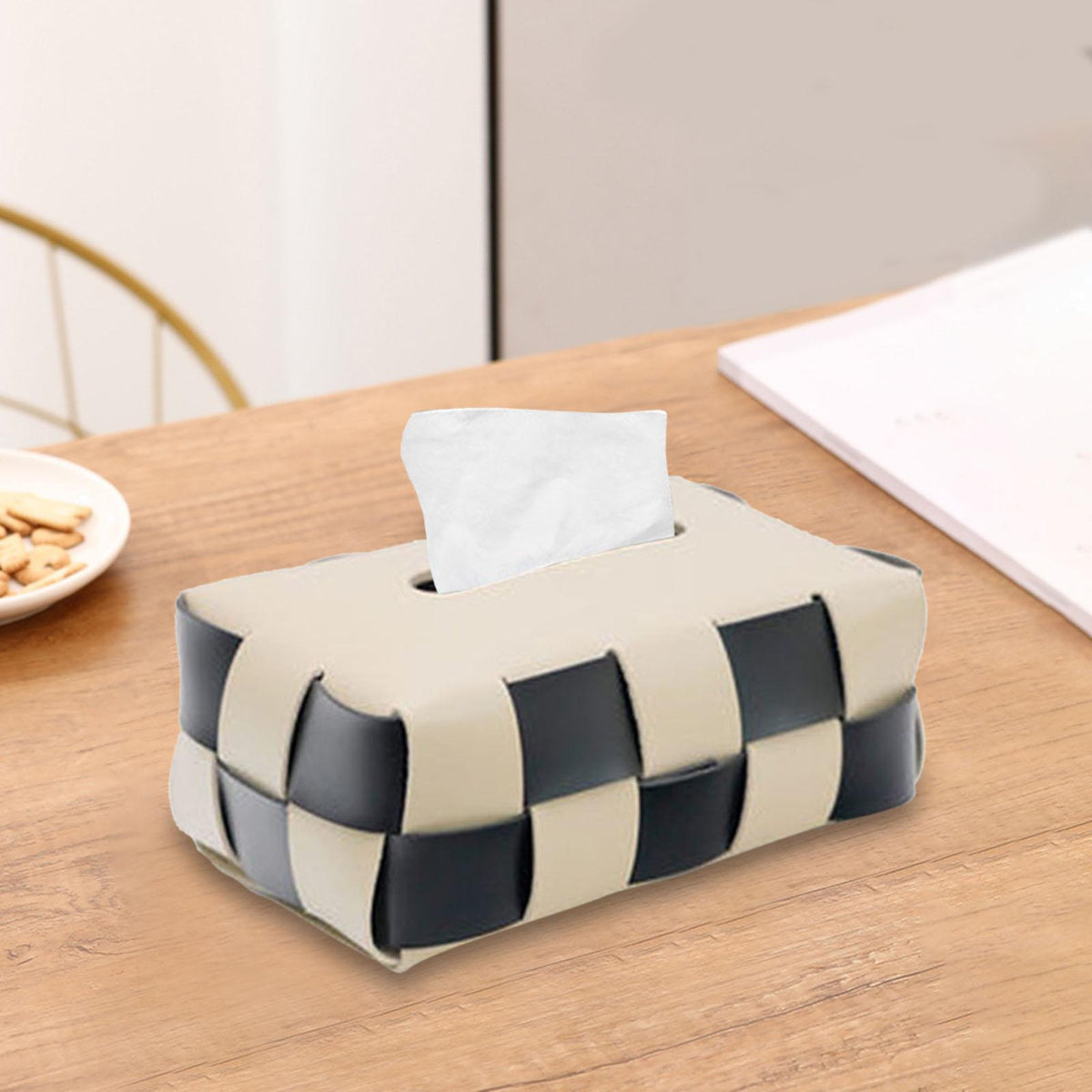 Maxbell Tissue Box Tissue Holder Cover for Countertop Vanity Hotel Decoration Beige