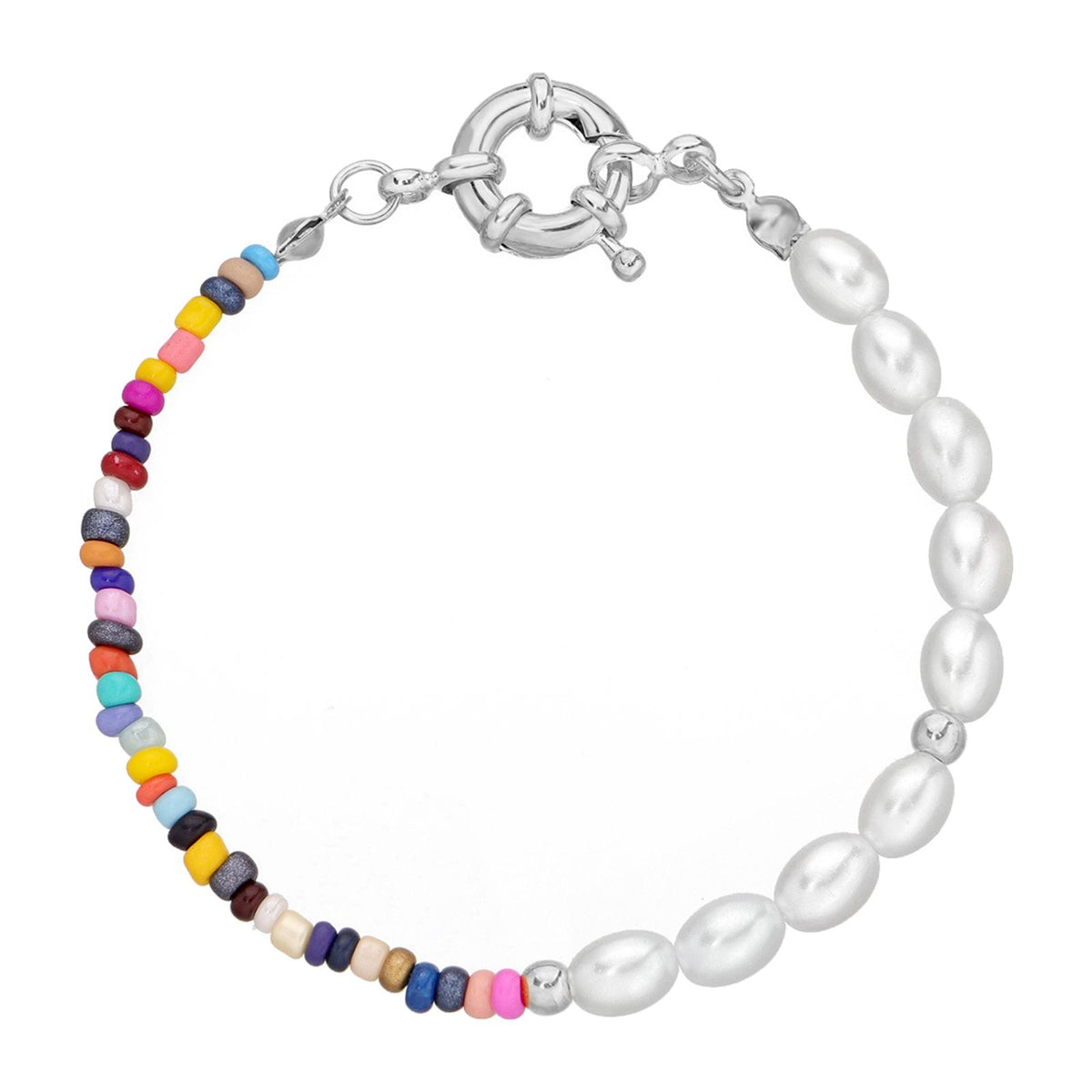 Maxbell Pearl Bracelet Elegant Girls Teen Jewelry Beads Charm for Summer Party Silver