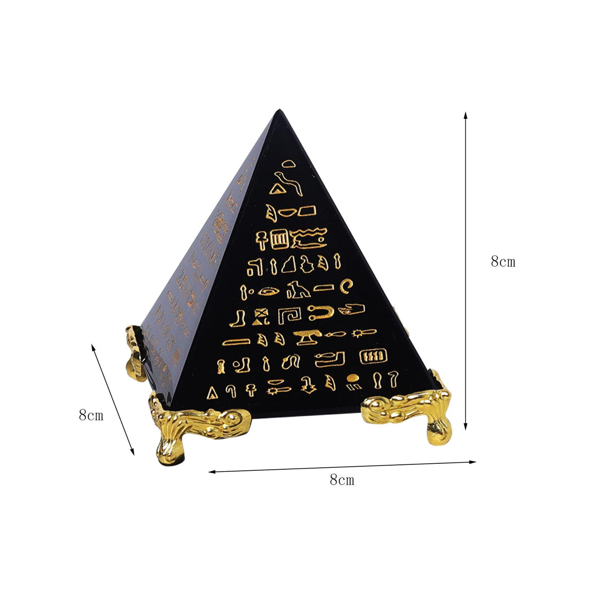 Maxbell Crystal Obsidian Pyramid Figurine Sculpture for Yoga Meditaion Decor 8cm
