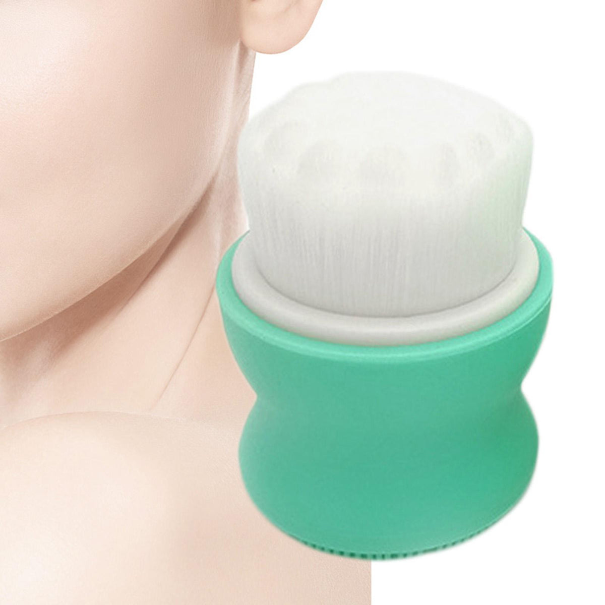 Maxbell Manual Face Washing Brush Soft Bristle and Exfoliating Silicone Pad Green