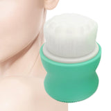 Maxbell Manual Face Washing Brush Soft Bristle and Exfoliating Silicone Pad Green