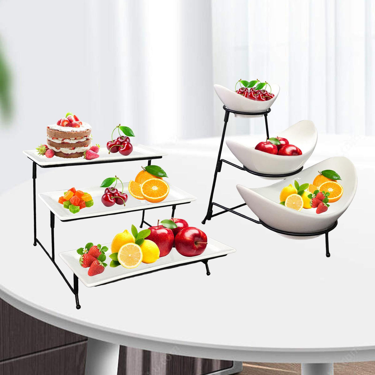 Maxbell Platter Stand Dish Display Stand Dish Holder 3 Layer for Fruit Platter Rectangle
