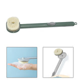 Maxbell Long Handle Body Brush with Shower Gel Container for Men and Women Elderly Green