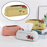 Maxbell Rose Embossing Tissue Box for Desk Table Sleek Opening  Golden